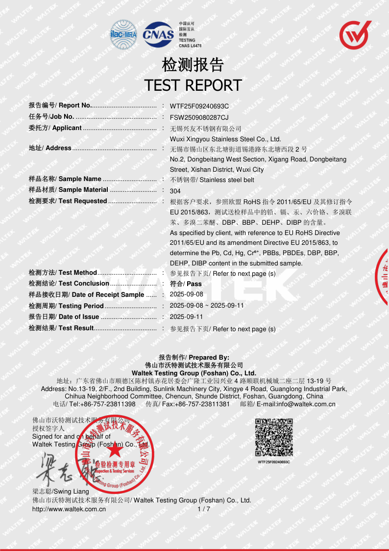 RoHS Compliance Certificate